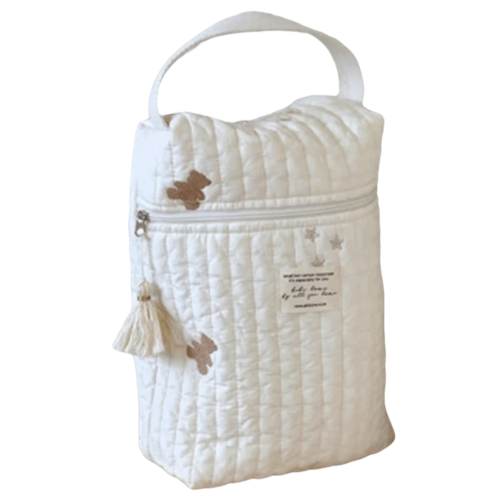 Reusable Portable Stroller Nappy Bag Embroidery Quilted Mommy Bag Versatile Large Capacity Baby Diaper Caddy