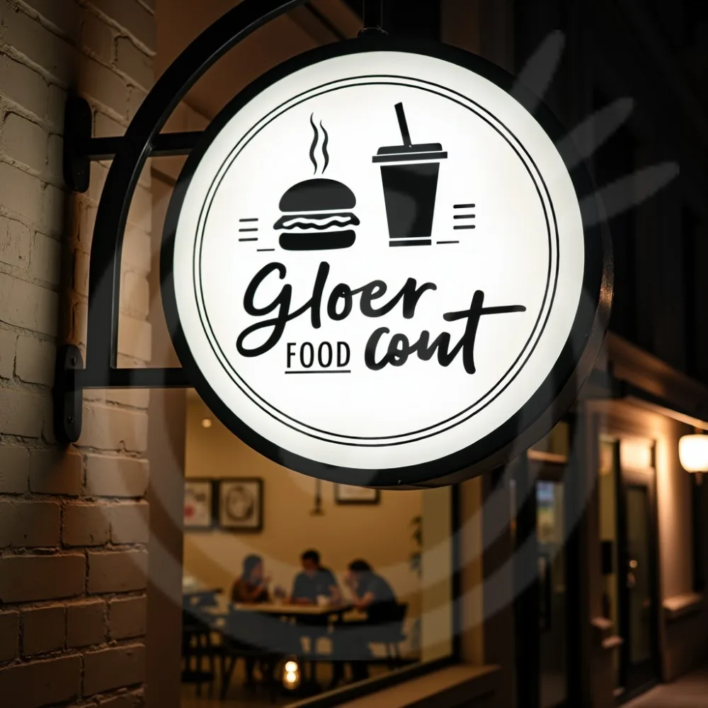 صندوق إضاءة LED مستدير مخصص لمحلات القهوة مقاوم للماء من الأكريليك مزدوج الجوانب مضيئة لعلامة الأعمال على الحائط