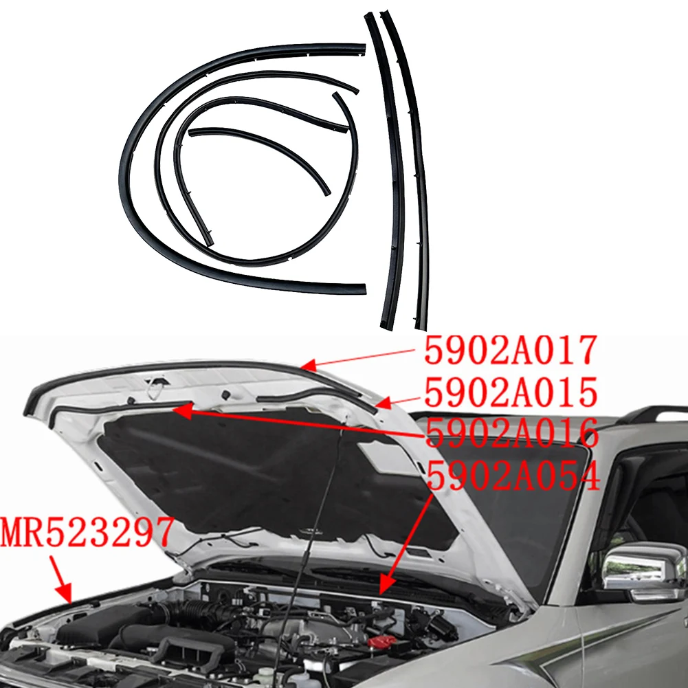 6pcs Front Hood Weather Strip Seal 5902A017 5902A015 5902A016 For Mitsubishi For Pajero For Montero V93 V97 2008-2016