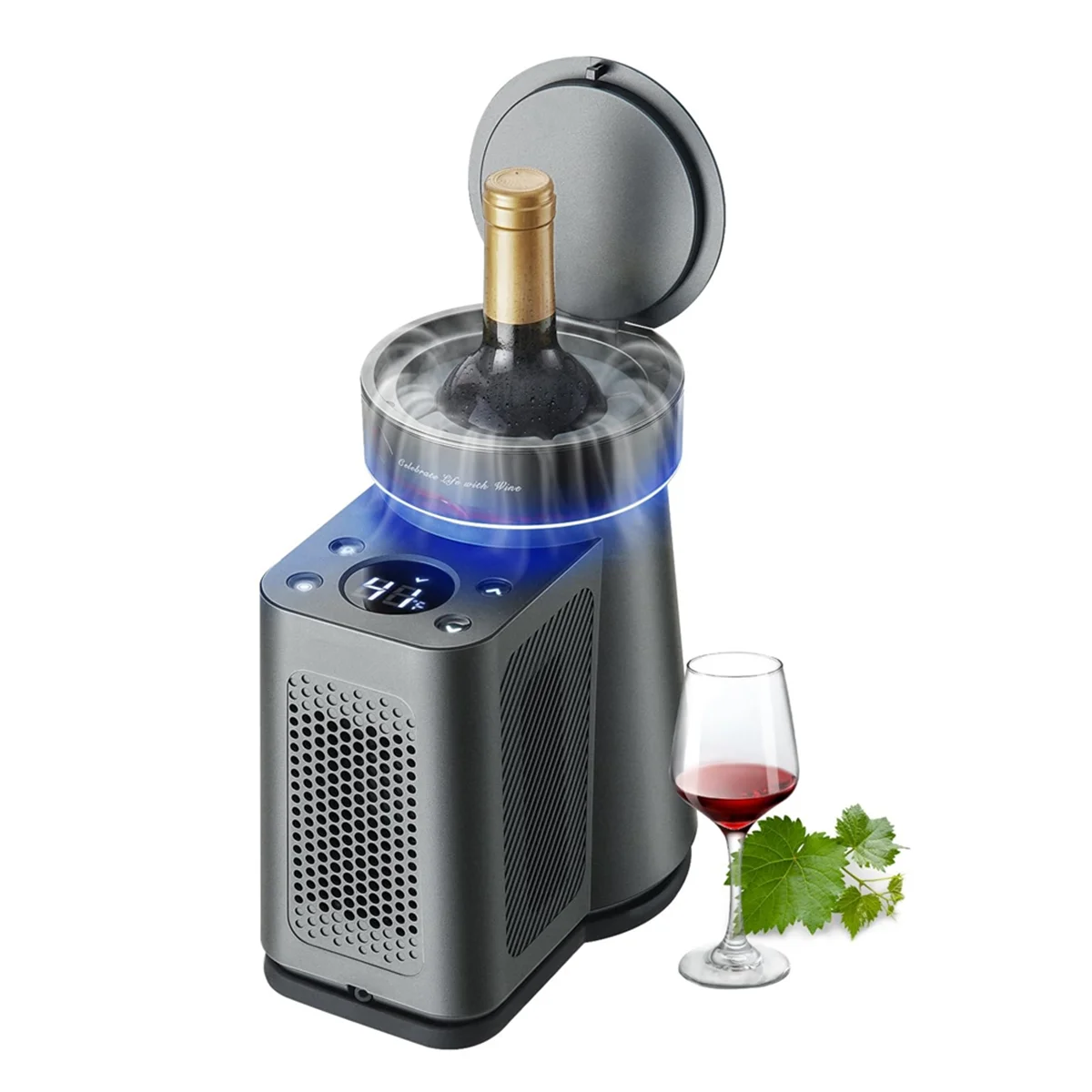 

Electric Wine Chiller,34°F-68°F Temperature Control Single Bottle Portable Cooler for Red/White Wine, Champagne EU Plug