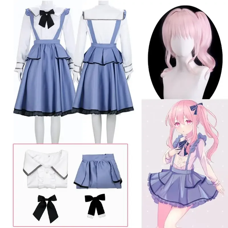 ¡Proyecto Sekai colorido para escenario! Disfraz de cosplay de Akiyama Miyuki para niña, conjunto de uniforme de vestido lolita, peluca Miyuki de anime