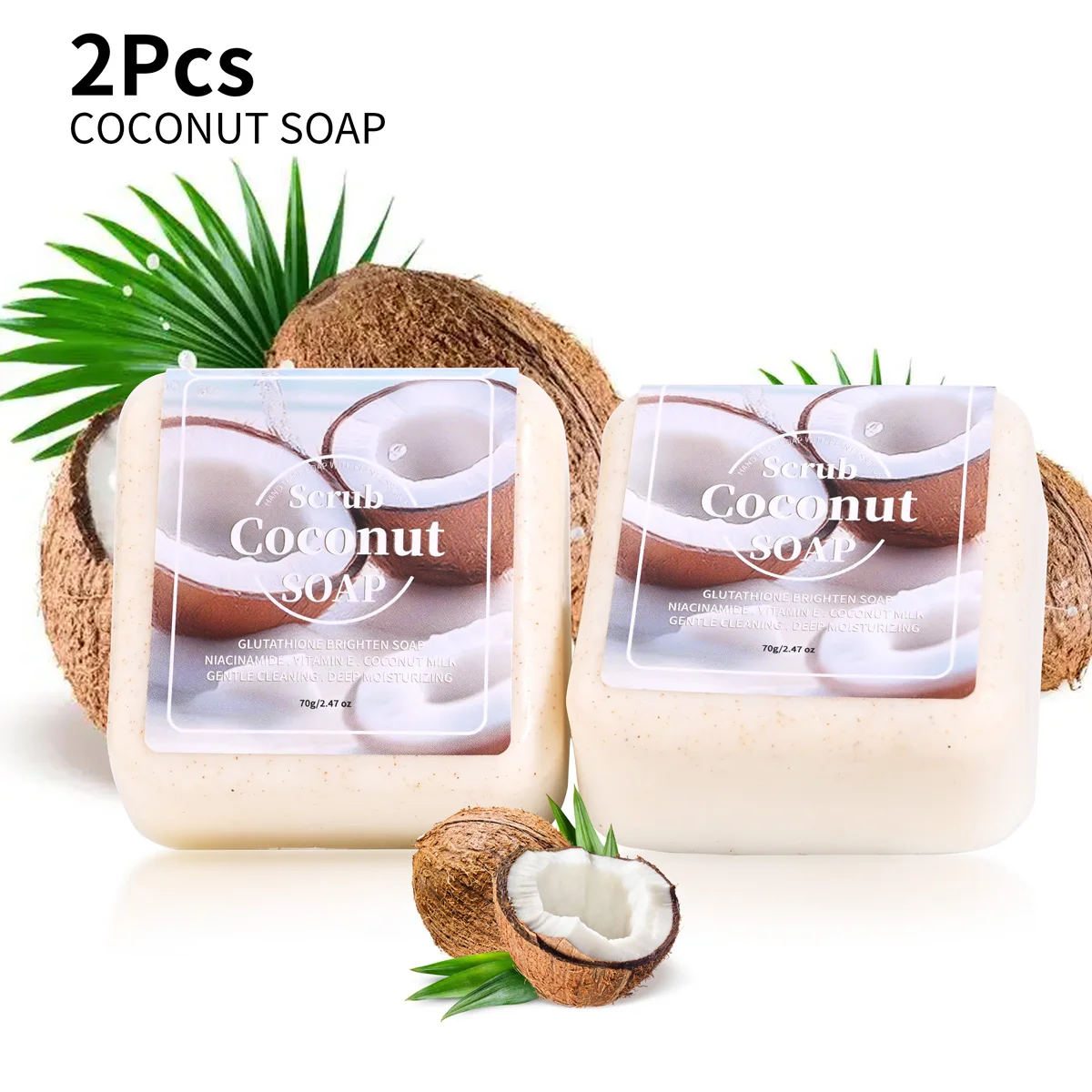 

Мыло ручной работы с глутатионом и кокосом, глубоко очищающее и увлажняющее, с эфирными маслами растений, портативное