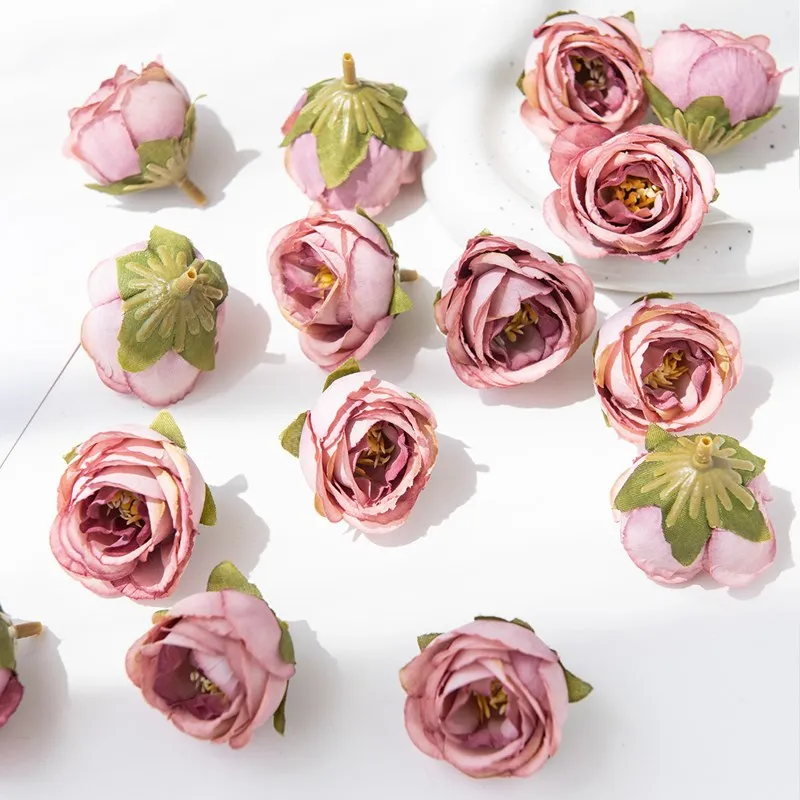 10PC Künstliche Blumen Hochzeit Dekoration Neue Jahr der Home Room Decor Weihnachten Girlande DIY Sammelalbum Candy Box Gefälschte Seide rose – Detail 6
