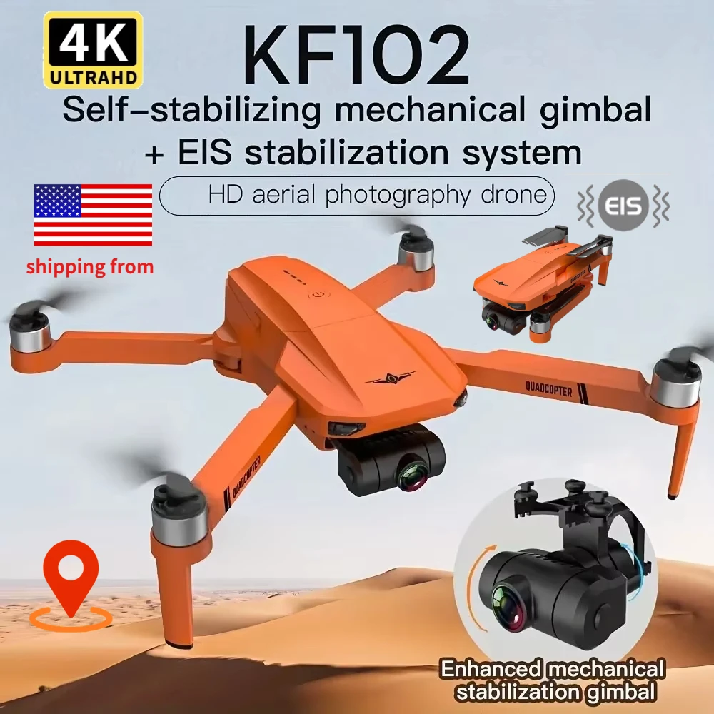 

KF102 4K HD GPS Дрон с двойной камерой, 2-осевой подвес с оптическим потоком, Wi-Fi FPV, складной игрушечный квадрокоптер для взрослых и детей