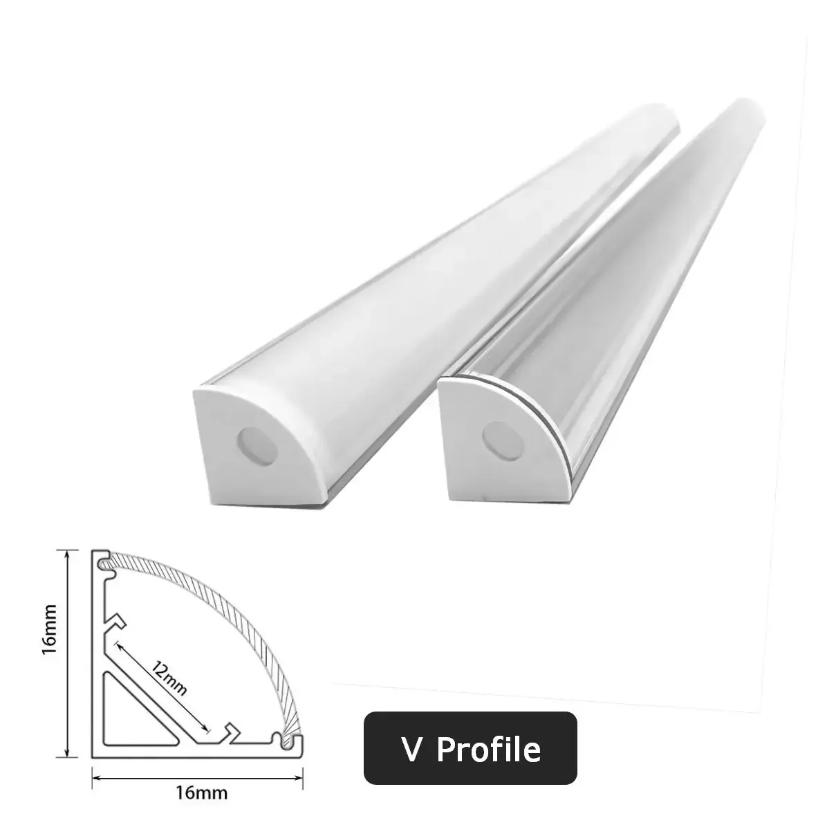 Alloggiamento con profilo in alluminio a LED per luci a barra LED da 50 cm, triangolo a forma di 1616 V e 90 gradi, lampada ad angolo Mikly con luce