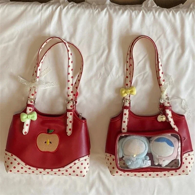 

Sweet Transparent Bags for Woman Dot Print Apple Shoulder Bag Underarm Bolso Beautiful Femme Practical Bolsos