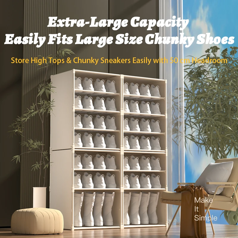 4/8 Tier Foldable Stackable Shoe Rack, Holds 8-16 Pairs of Shoes, Multifunctional All-in-One Multi-Tier Organizer