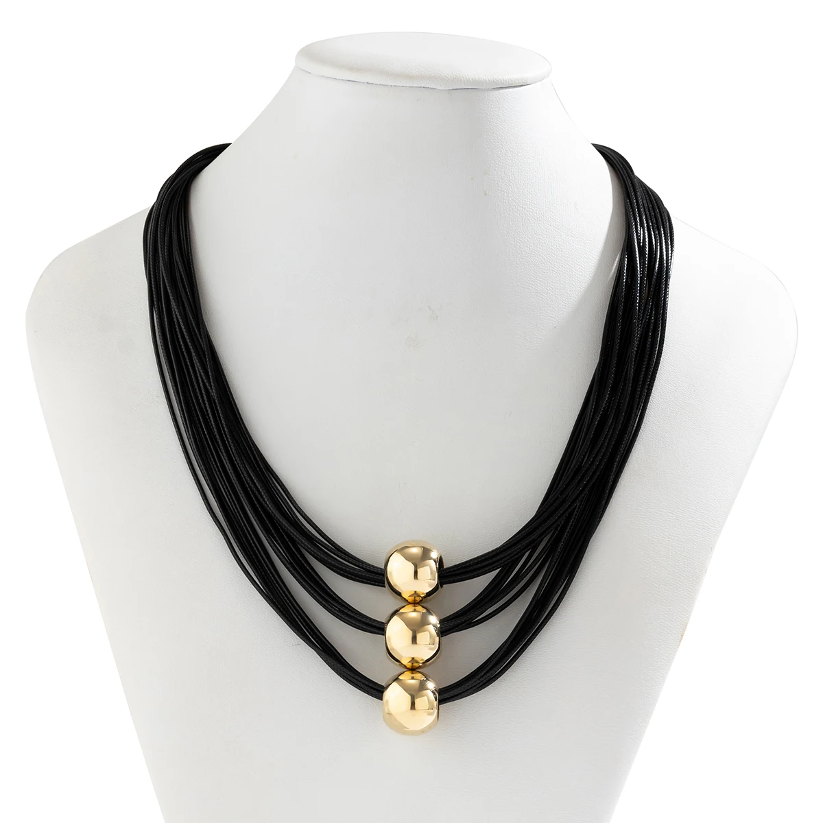 Salircon Punk CCB Bead Pendant Choker Simple Multi layered Leather Wax Rope Chain Clavicle Necklace Women\'s Casual Neck Jewelry