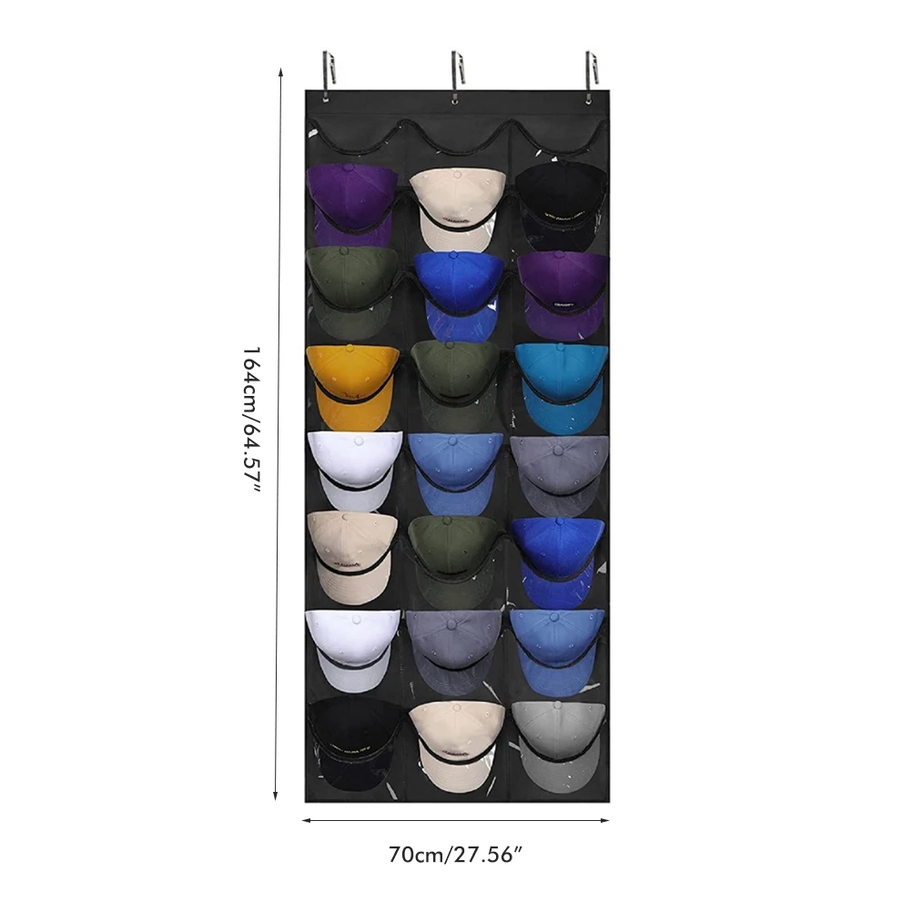 ZK40 24 Pockets Hat Rack for Baseball Hat Organizer Hanging Hat Storage Holder for Closet Wall