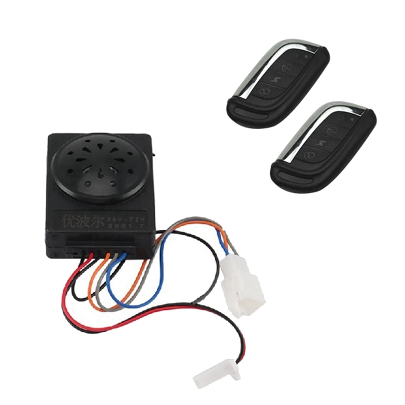 

36V-72V Electric Scooter Alarm System Dual Remote Control Security Moped Alarm Accessories Waterproof Bike Alarm