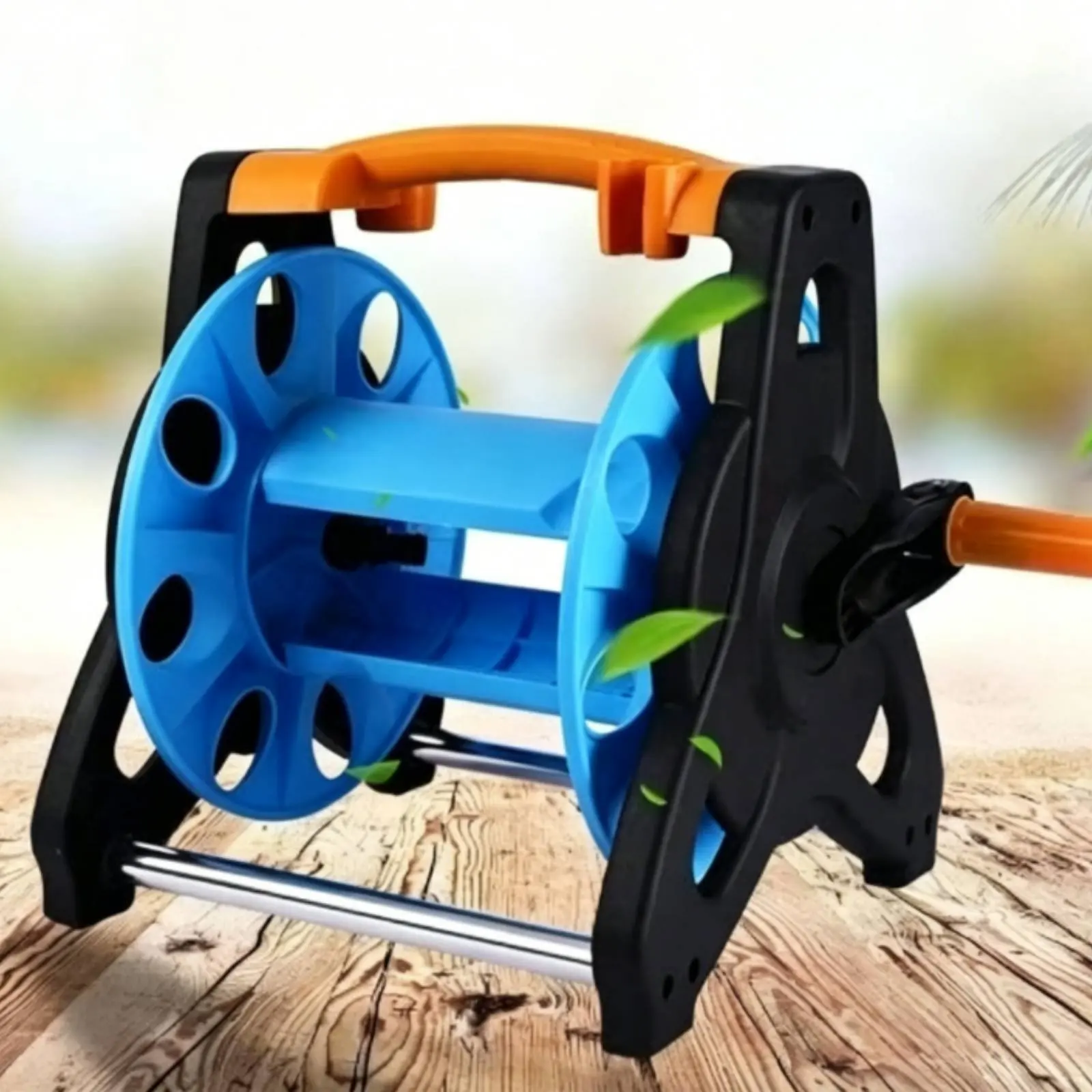 Water Hose Reel Trolley Compact Garden Hose Reel Trolley Outdoor Storage Lightweight Kink Resistant for Washing Cars