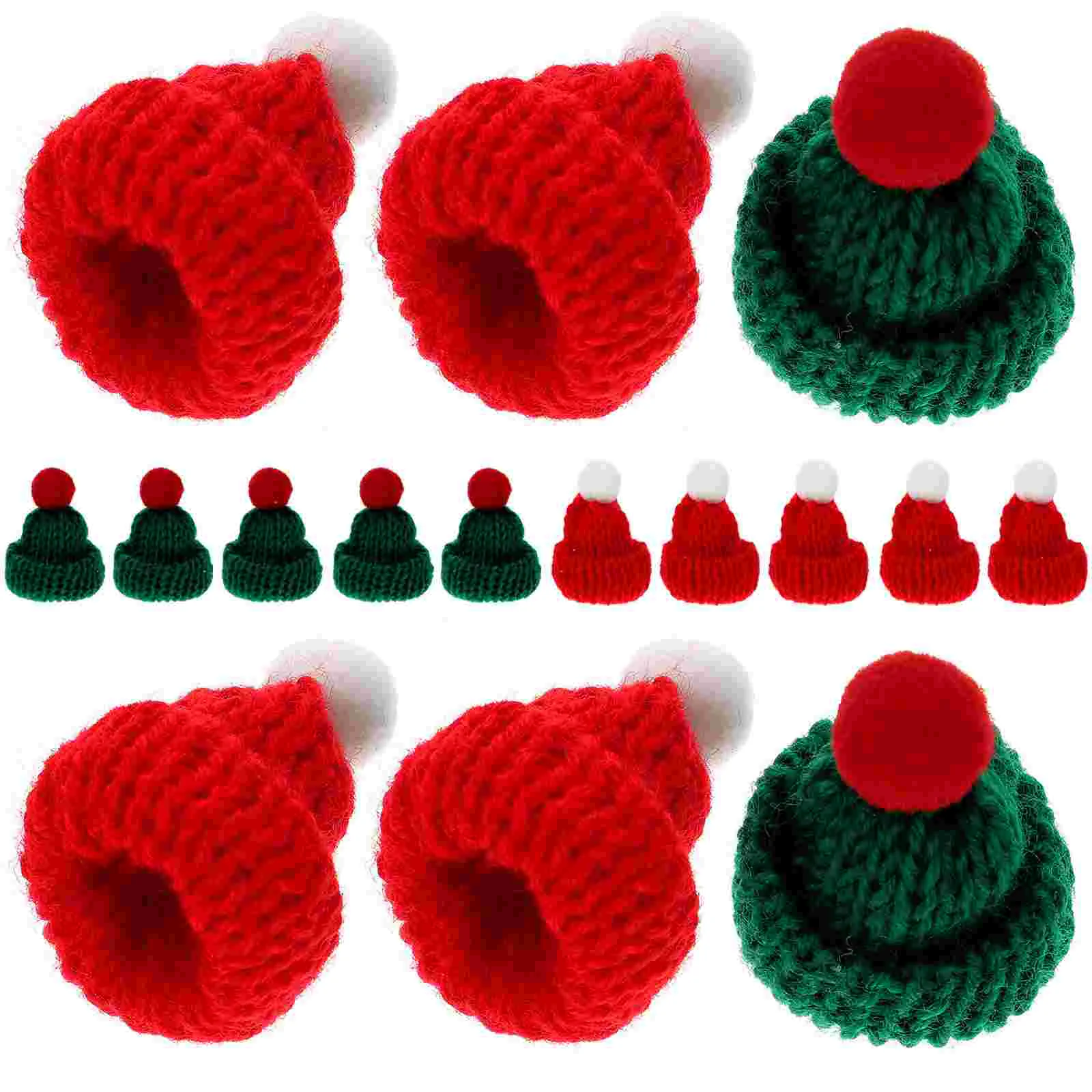 24 Pcs Mini Bottle Hat Beanie Xmas Bottles Cover Wool Cap Decorations Party Supplies