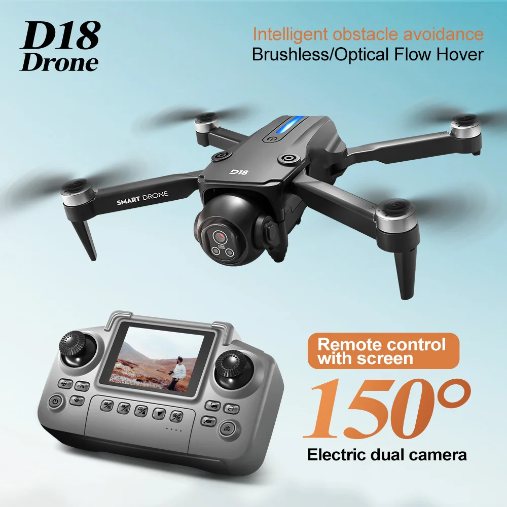 

New D18 Drone 4K Professional HD 150° Electronic Adjustment Double Camera WIFI FPV With Screen Remote Control UAV Quadcopter Toy
