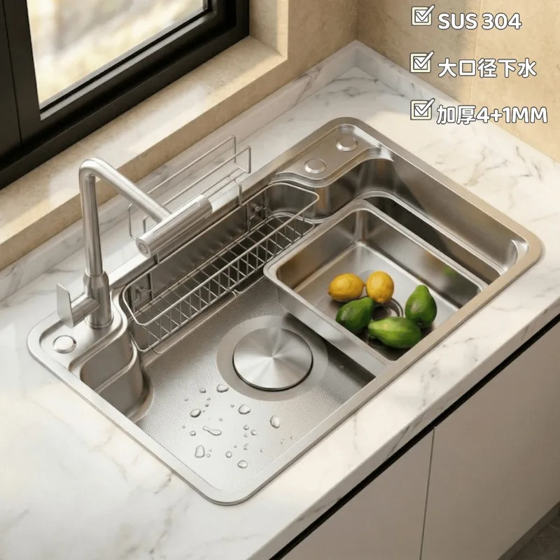 Luxury-Style Kitchen Sinks Stainless Steel Thickened Kitchen Sinks Wear-resistant Home Improvement Fregaderos De Cocina ZY40SC