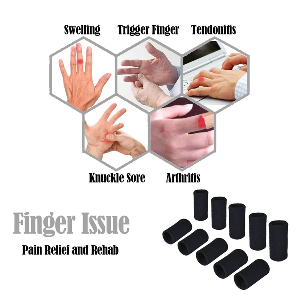 BraceTop 10pcs Stretchy Sports Finger Sleeves Arthritis Support Finger Guard Outdoor Basketball Volleyball Finger Protection New