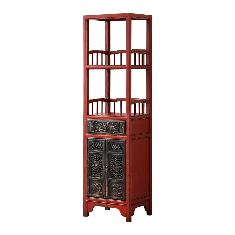 study storage bookshelf combination bookcase old retro wine cabinet decorative cabinet, entrance cabinet display cabinet