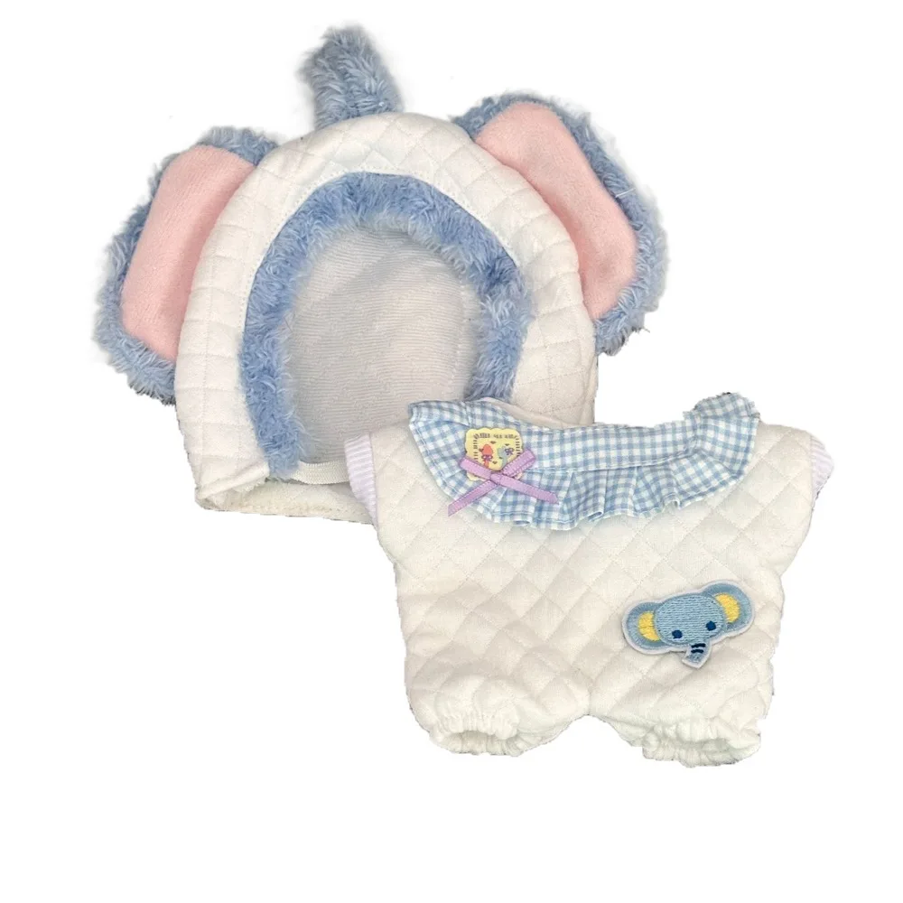 

Elephant Jumpsuit 10cm Cotton Doll Clothes Suit Lovely 20cm Doll Clothes Outfit Creative Cartoon Hat Doll Dress Up Set