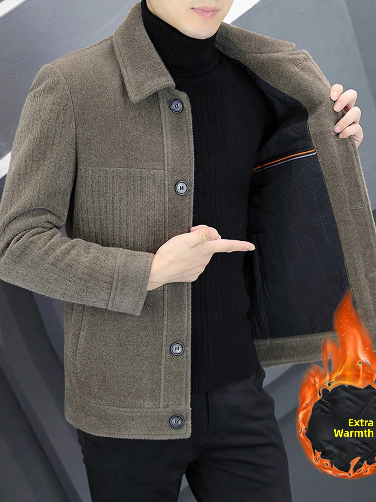 

Мужская повседневная куртка из хлопка с воротником, деловой повседневный верхний одяг, золотистый норковый вельвет, полиэстер, длинный рукав