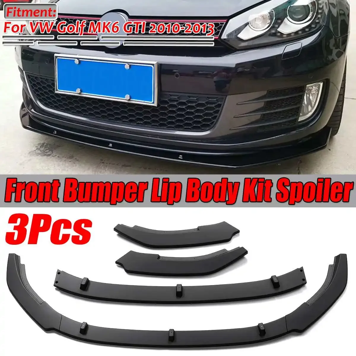 

High Quality Car Front Bumper Lip Body Kit Spoiler Deflector Lips Diffuser Protector Guard For VW For Golf MK6 GTI 2010-2013