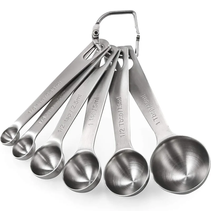 6Pcs Measuring Spoons Set Stainless Steel Measuring Spoons Cups Set Kitchen Gadgets Tablespoon and Teaspoon For Cooking Baking