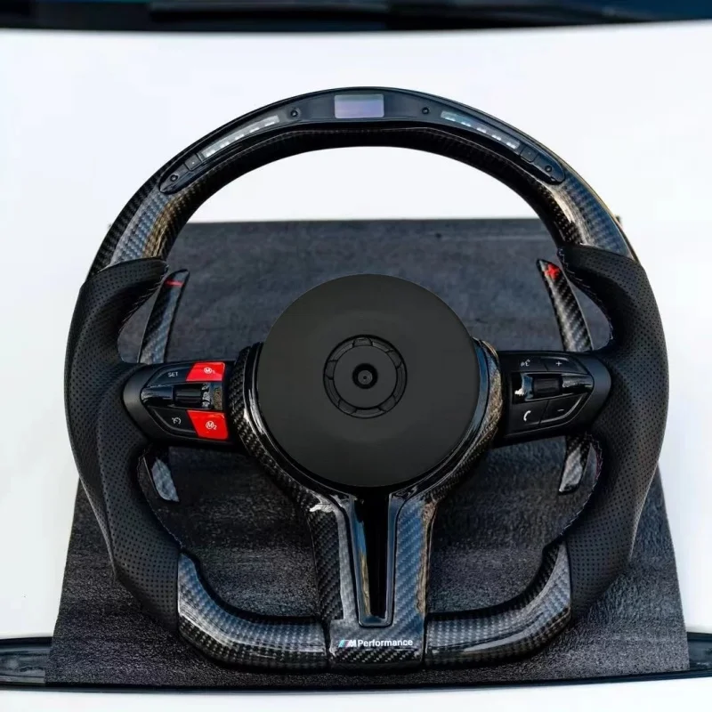 LED Perforated Leather Forged Carbon Steering Wheel For BMW F20 F22 F30 F32 F34 F36 F80 M3 F10 F11 F82 M4 F15 X5 F25 X3 F26 view 2