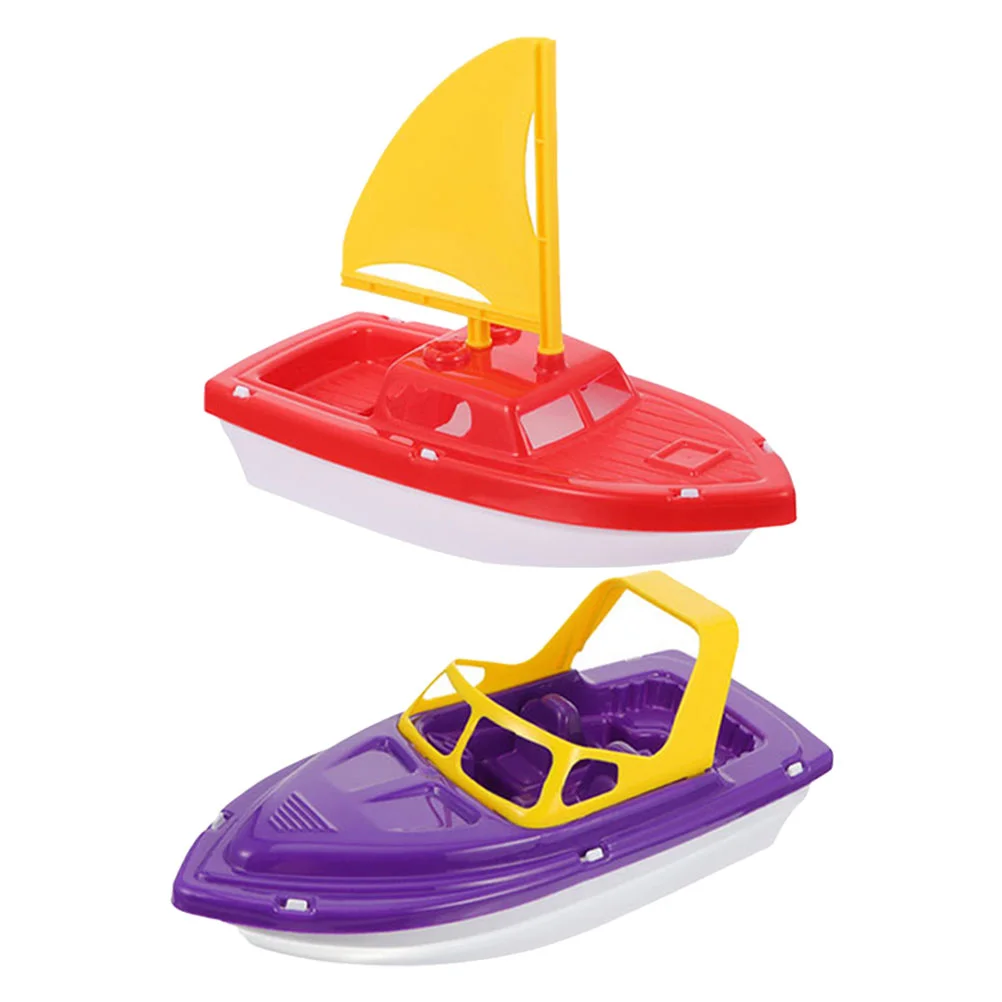 Plastic Speedboat Toys for Baby, Cartoon Yacht, Banho, Engraçado, Criança, Criança, Praia, 2 Pcs