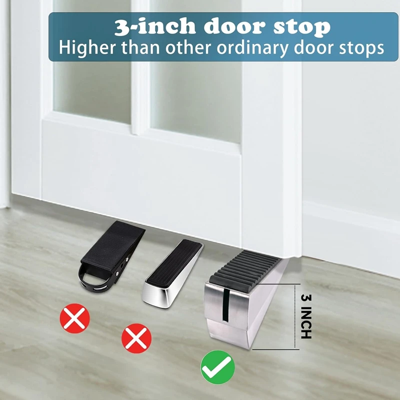 Heavy Duty Door Stop Wedge Tall Door Stoppers For Bottom Of Door, Adjustable Spring Loaded Door Stop Suits