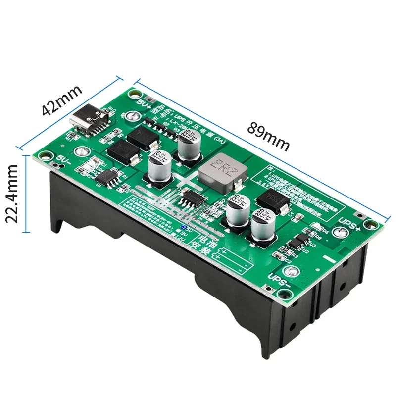 Type-C 15W 3A 18650 Lithium Battery Charger Module DC-DC Step Up Booster Fast Charge UPS Power Supply / Converter 5V 9V 12V