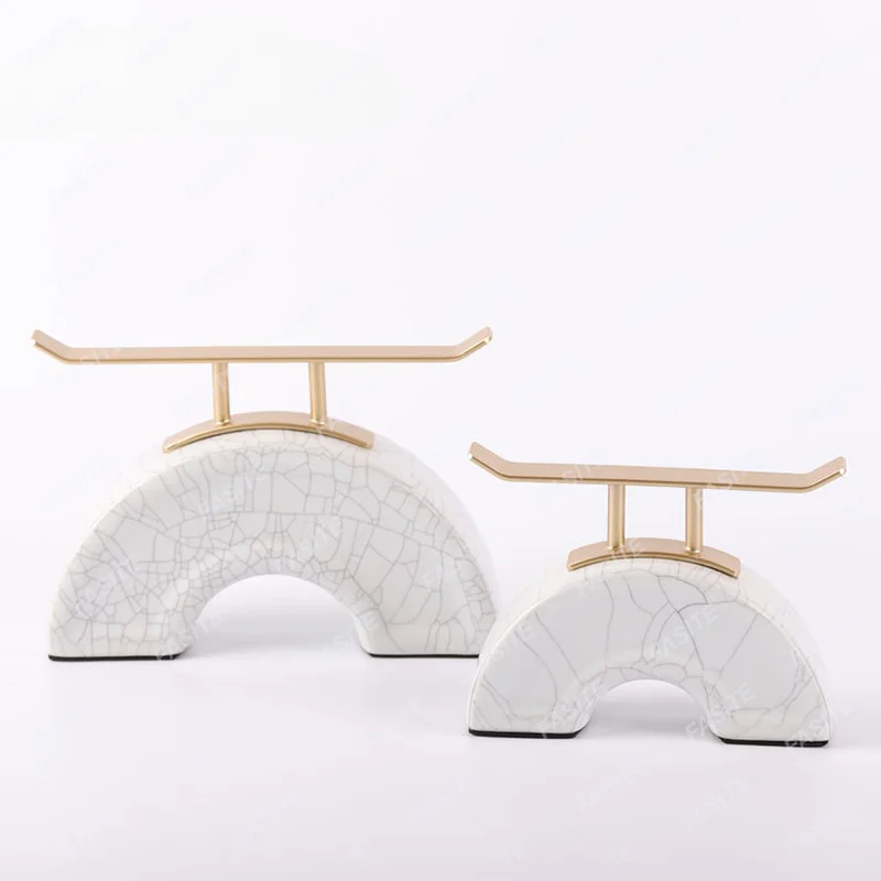 

Modern New Chinese Creative Arch Bridge Marble Ceramic Decoration Hotel Sales Office Model Room Decoration