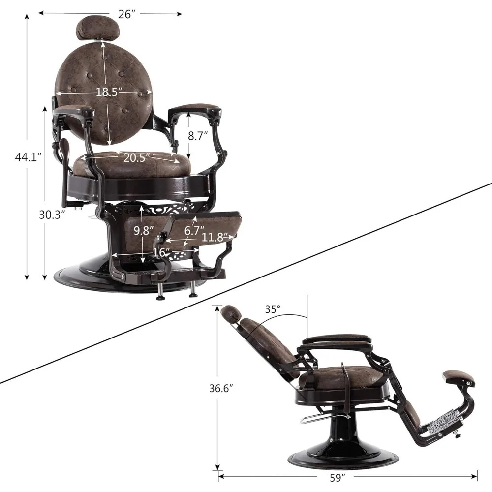 Barber Chairs Heavy Duty Metal Vintage Barber Chair All Purpose Hydraulic Recline Salon Chair