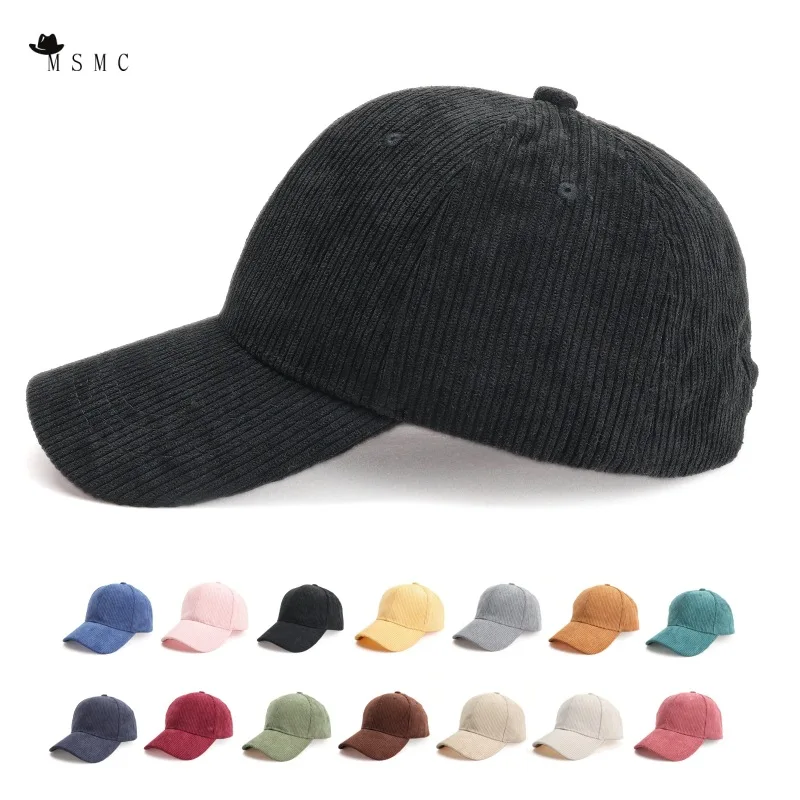 Autumn/Winter Corduroy Baseball Cap Unisex Plain Casual Dad Hat Fashion Warm Curved Brim
