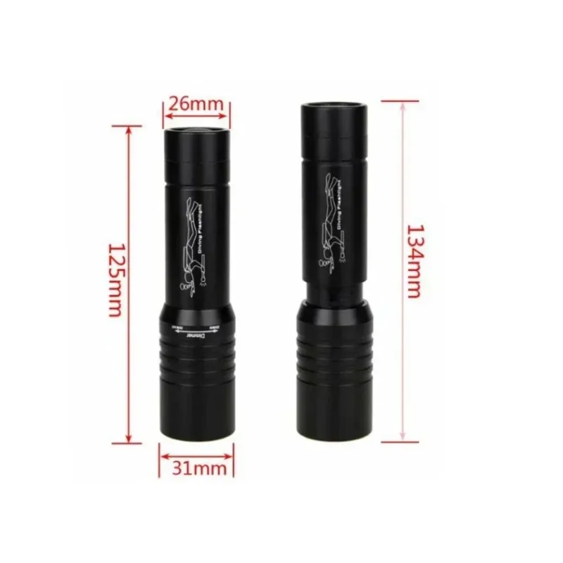 Фонарик для дайвинга с зарядкой, сильный свет XM-L T6 фокус, длинный фонарик, водонепроницаемый погружной светильник в ночное время, погружной DV02