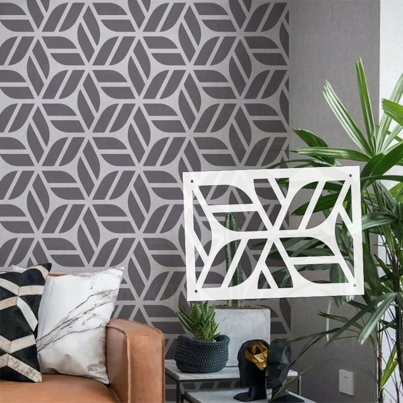 

30cm - 60cm Stencil For Painting Decor Wall Template Furniture Makers Decorative Decors Geometric Pattern Leaf Petal S467