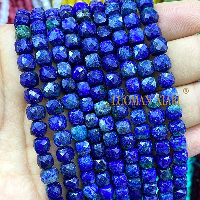 5x5 7x7MM Square AA Lapis Lazuli Natural Stone Loose Cube Spacer Beads for Jewelry Making Diy Earings Bracelets Accessories