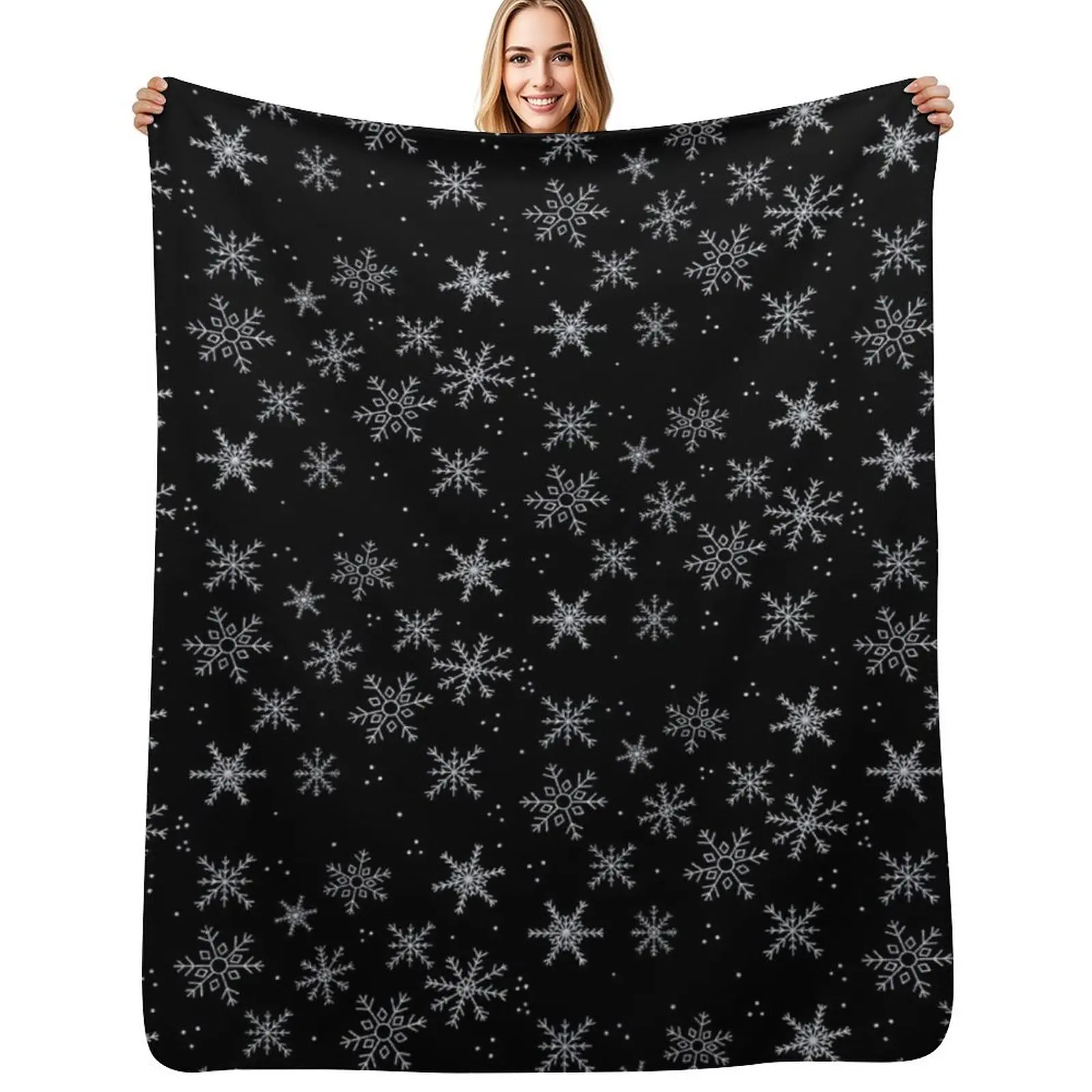 

Glittery silver snowflakes Throw Blanket Warm Accent Blanket for Living Room Decoration