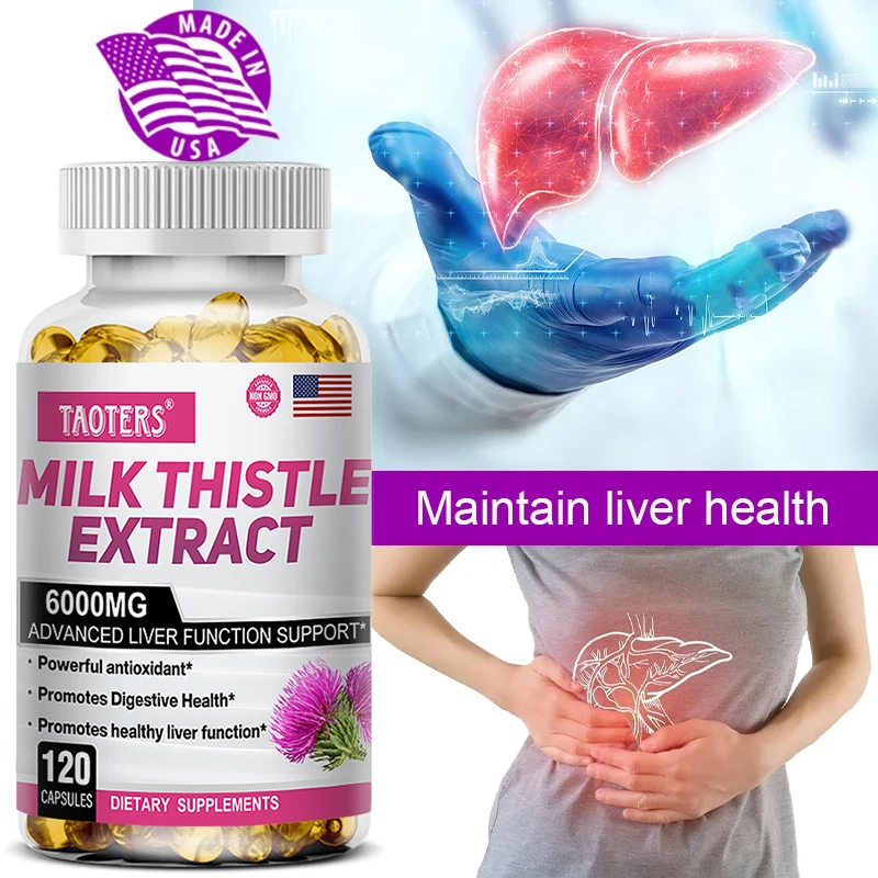 

Milk Thistle Extract Capsules - Liver Detoxification and Cleansing Repair, Healthy Liver Function, Immune Support