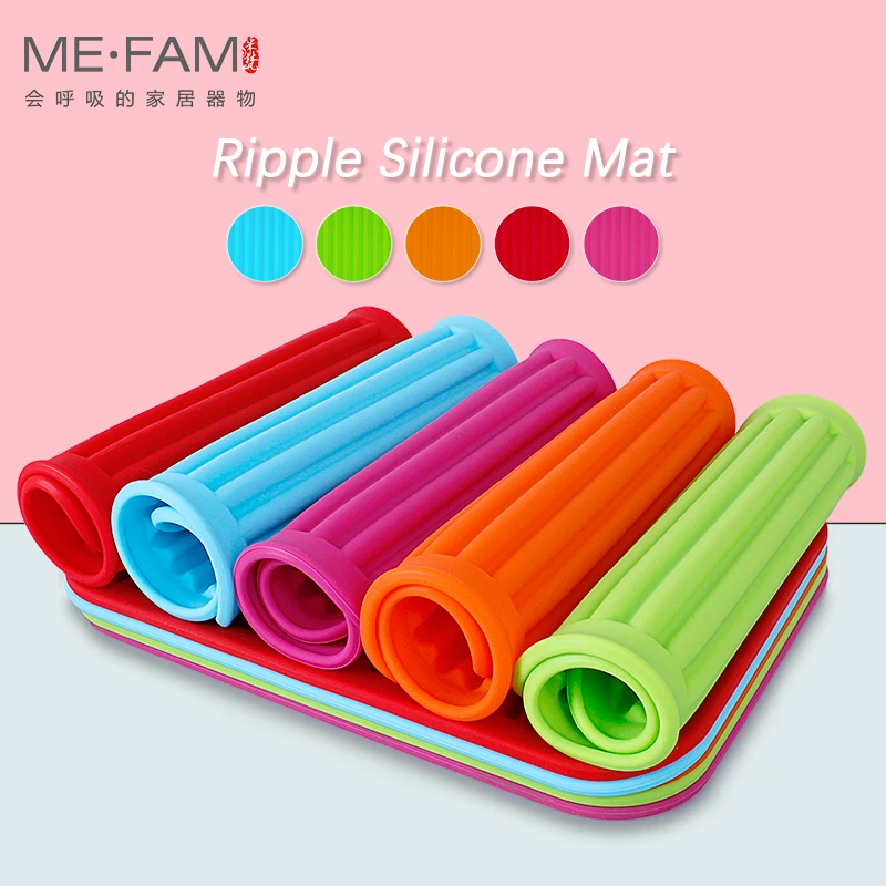 Silicone Placemat Bowl Dish Mug Spoon Rest Mat Thicken Ripple Non Slip Anti Hot Coasters Trivet Potholder Counter Protection Pad