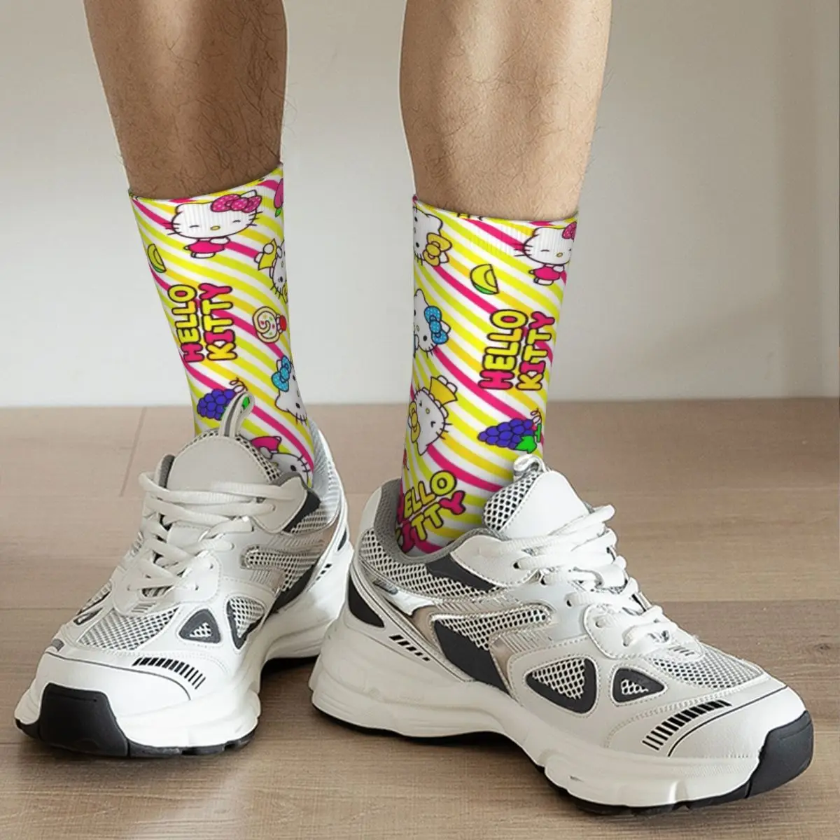 Hello Kitty-Calcetines antideslizantes para hombre y adulto, medias informales de diseño suave para ciclismo, Primavera