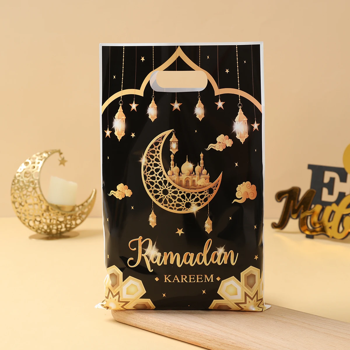 Eid Mubarak Moon Hand-held Gift Bag Ramadan Kareem Decorations 2025 For Home Islamic Muslim Eid Al-Fitr Party Favors Candy Bags