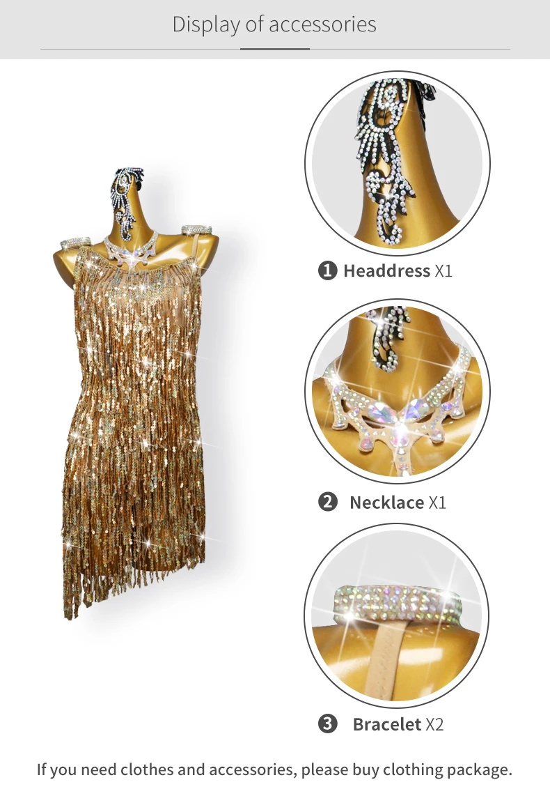 Party-Tanzkleidung Neues Latein-Kleid Damen Samba-Pailletten-Kostüme Bühnen-Ballroom-Rock 2026 Elegante Outfits Tanzbekleidung Sportanzug – Detail 5