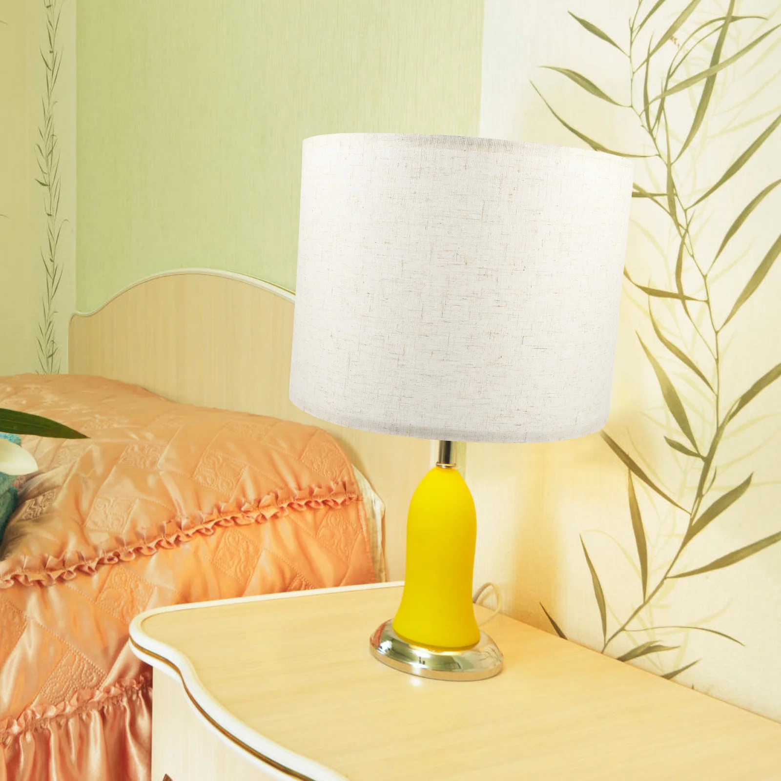 

Linen Lampshade Round Solid Color Iron Frame For Table Floor Pendant Lights Dust Protection Home Decor Bedroom Living Room