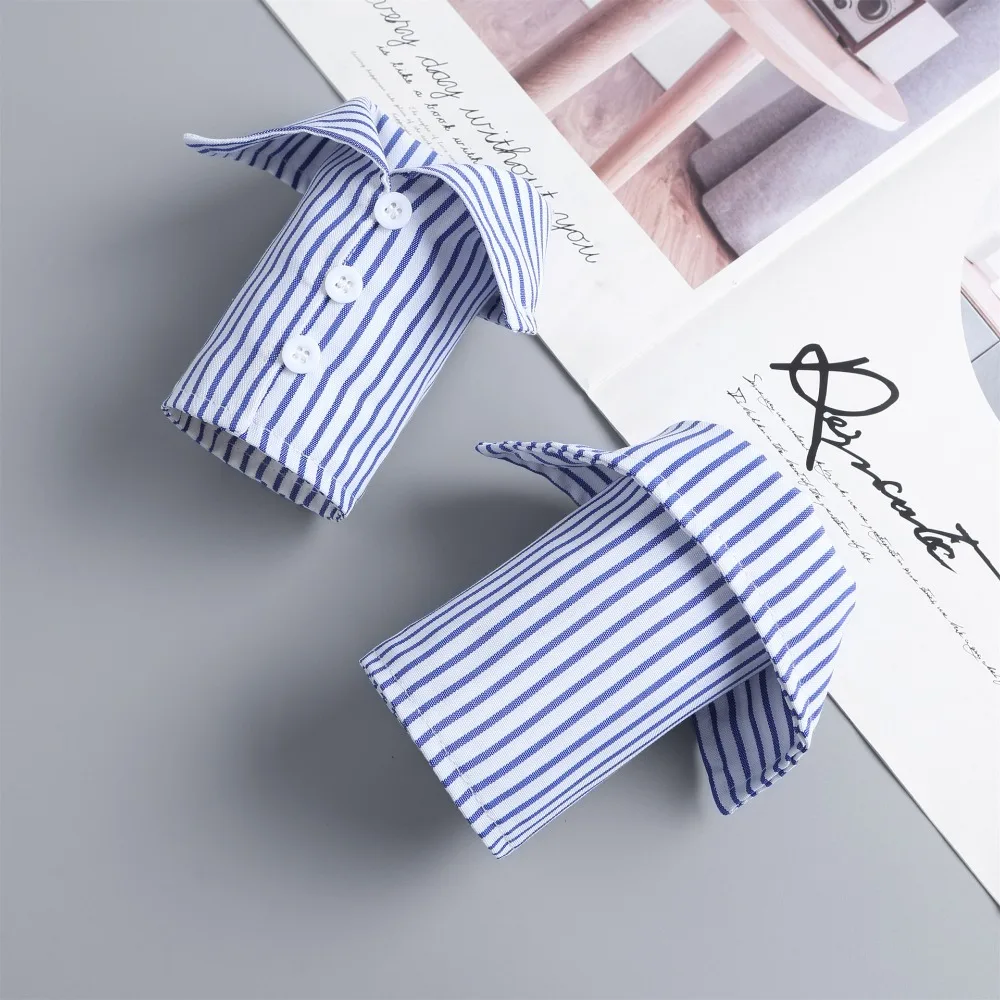 Camicia a righe morbide staccabili Colletto finto Comode maniche decorative finte per le mani Pendolari Polsini finti facili da indossare Ufficio
