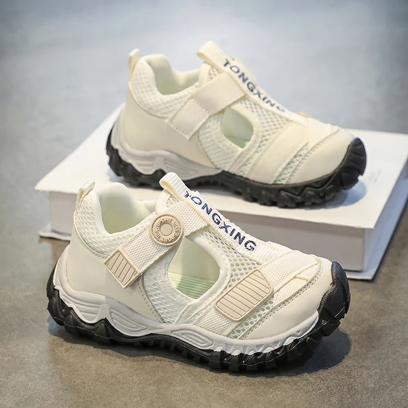 

Summer Children Hollow Sport Sneakers Air Circulation Mesh Soft Rubber Sole Non Slip Anti Kick Toe Athletic Outdoor Shoes