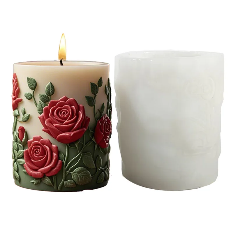 Moldes de silicona con diseño floral vibrante para entusiastas creativos, exquisita artesanía, adecuados para velas, yeso de resina