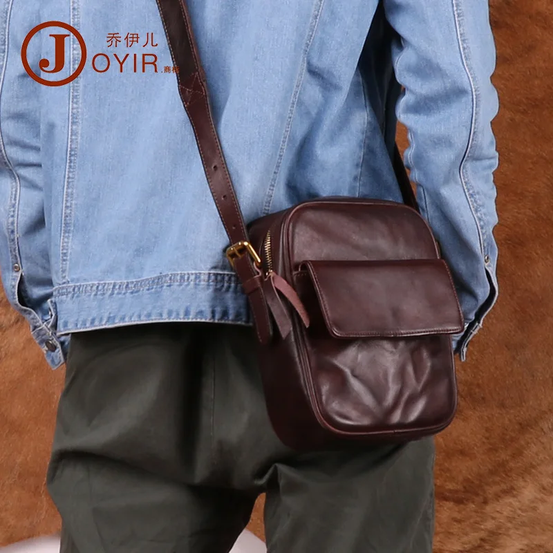 

Factory Customized Men's Shoulder Bag Casual Fashion Men's Real-Leather Bag Skeleton-Skin Vintage Messenger Bag Men's Bag
