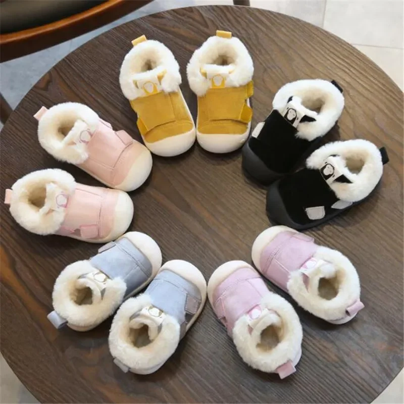 2022 Winter Infant Toddler Boots  First Walkers Boy Non-slip Kids Boots Warm Plush  Boys Snow Boots Outdoor Soft Sole Sneakers