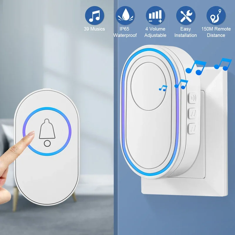 Eleopard New Home Welcome Doorbell Intelligent Wireless Doorbell Waterproof Remote EU AU UK US Plug smart By Bell Chime