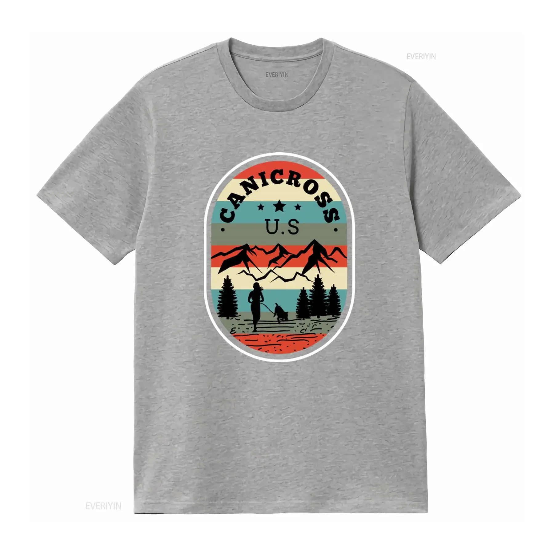 U S Canicross Trail Running Dog Lover T Shirt Outdoor Adventure Design vintage Washed Top For Everyday Wear Stretched graphic - view 3