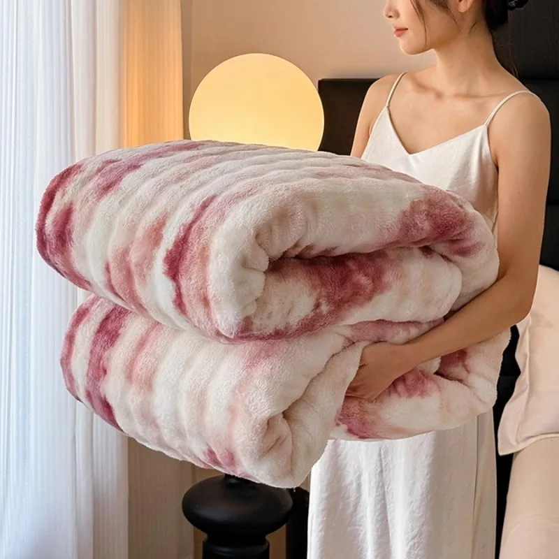 Comfort Soft Faux Rabbit Blanket Printed Textured Wool Blanket Hypoallergenic