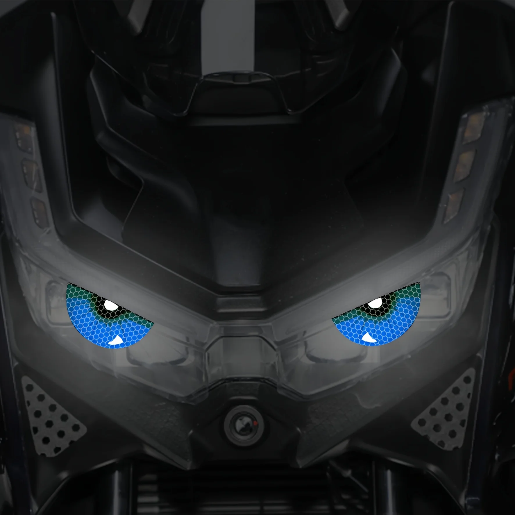 1 زوج عيون الشيطان الفينيل عاكس دراجة نارية ملصقات ذاتية اللصق ليلة القيادة تحذير السلامة لخوذات المصابيح الأمامية موتو